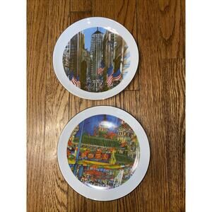 Franklin McMahon 1978 Set Of 2 Limited Edition Chicago Collector Plates w/Box